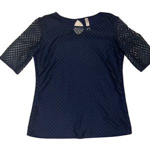 PenSeption Concept Long Sleeve Blue Lace Top Sz S